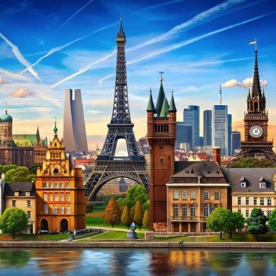 Vista panorámica de un destino impresionante en Europa durante la primavera