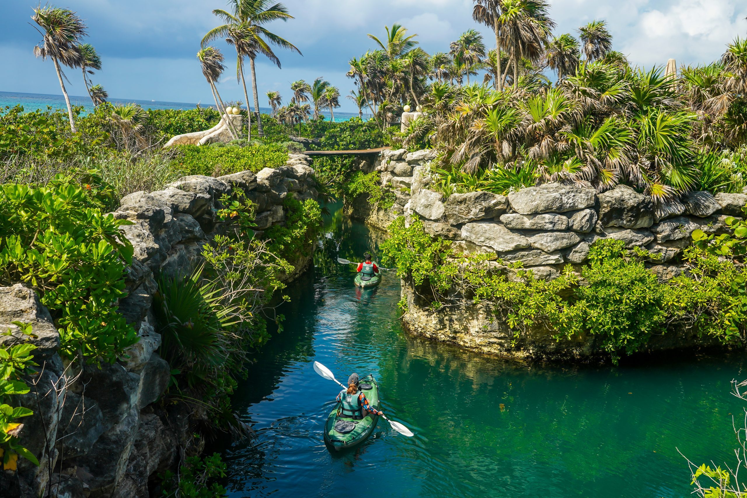 Vista panorámica del parque eco arqueológico Xcaret en México